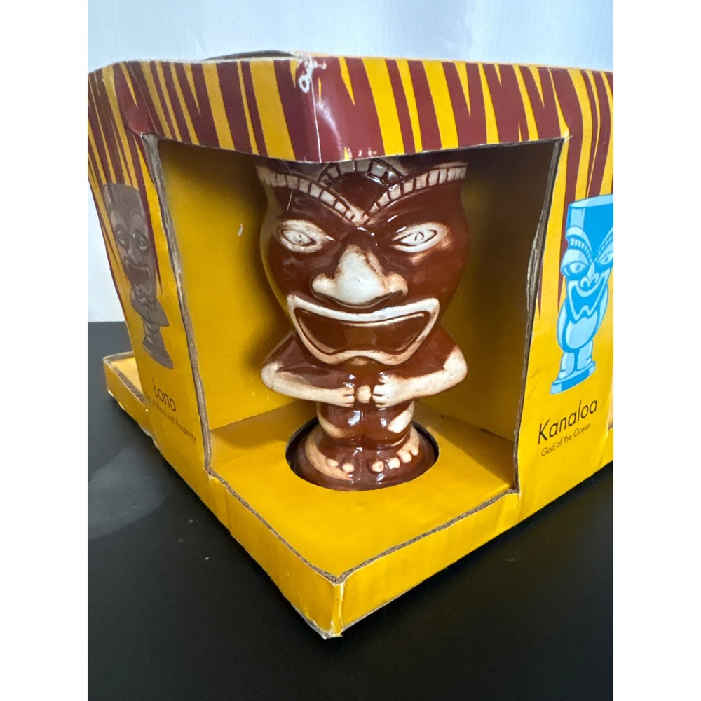 Tiki Ceramic Mug Assortment 4 Piece‎ Set 12oz Lono Kanaloa Ku Kane Multi Color